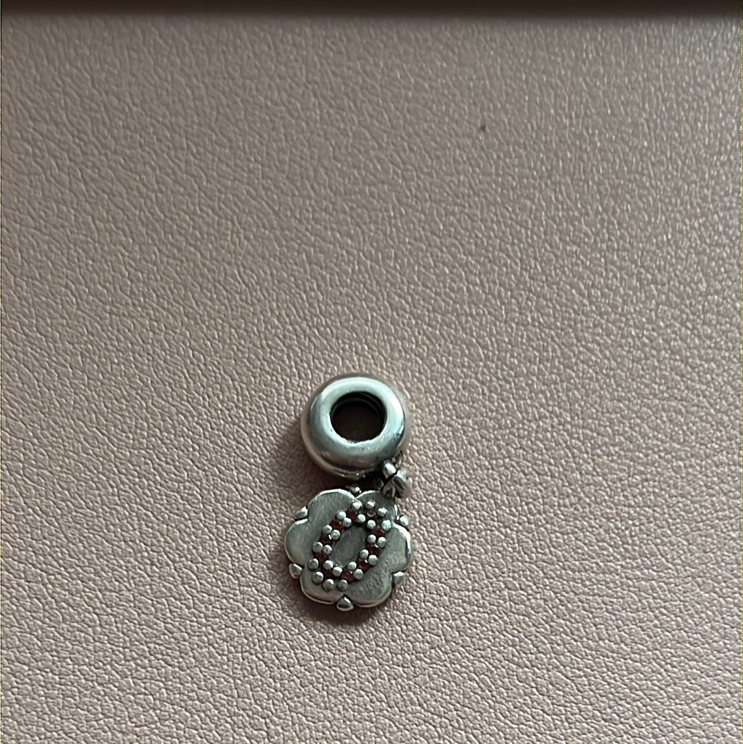 Genuine Pandora Rare Garnet Number 0 Dangle Pave Charm