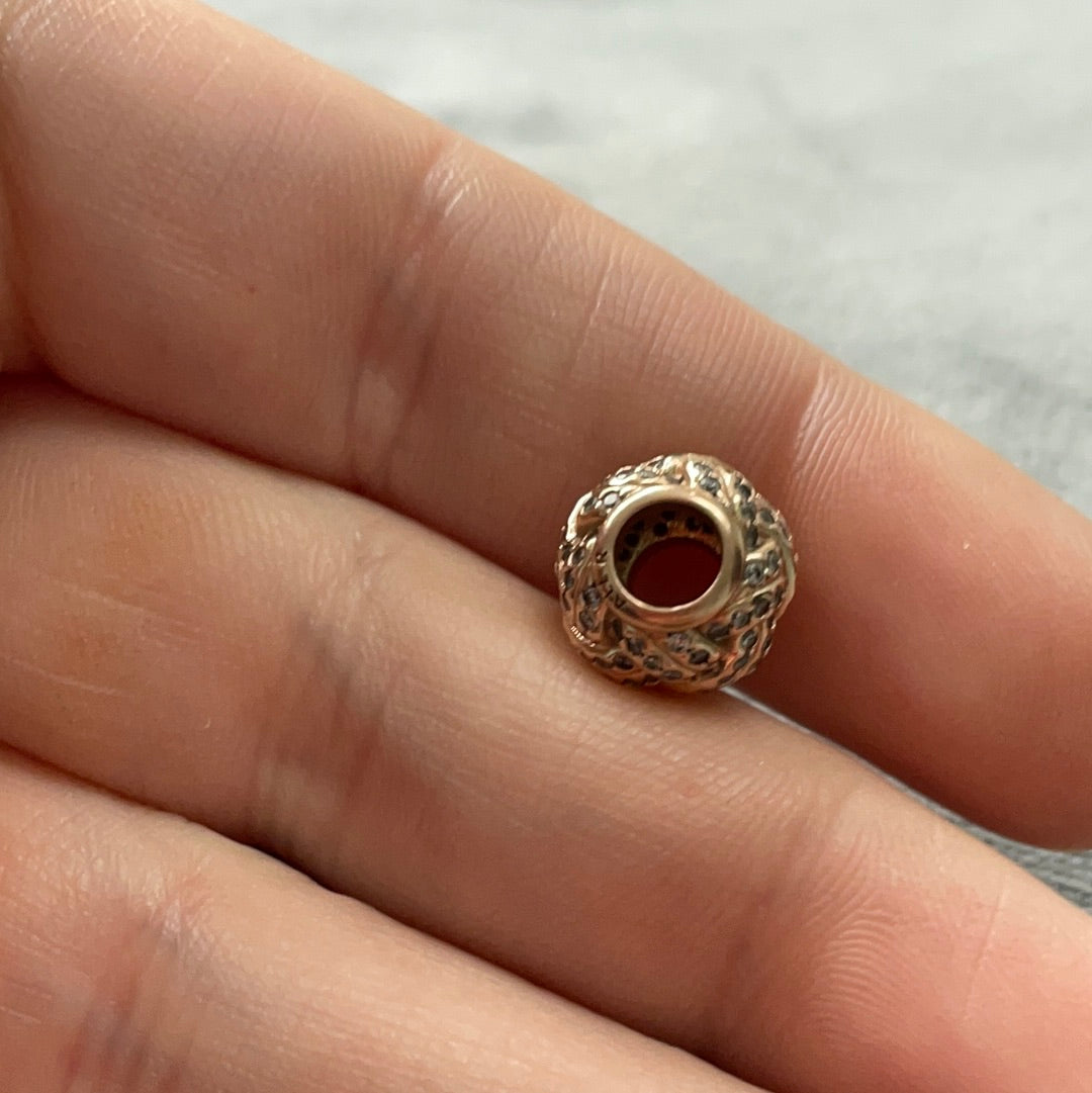 Genuine Pandora Rose Gold Pave Sparkling Basket Weave Knot Charm
