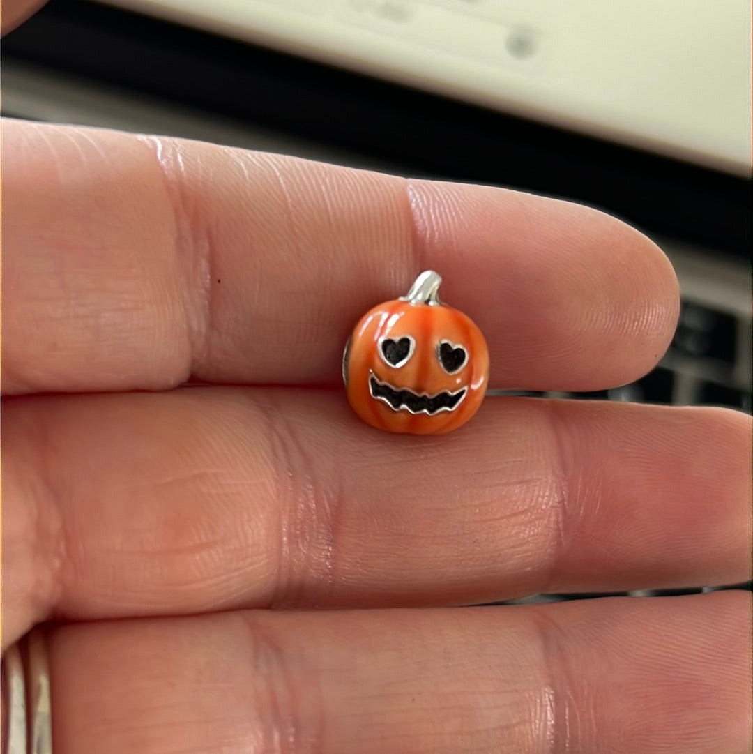 Genuine Pandora Pumpkin Halloween Charm Jack o Lantern Enamel New Style