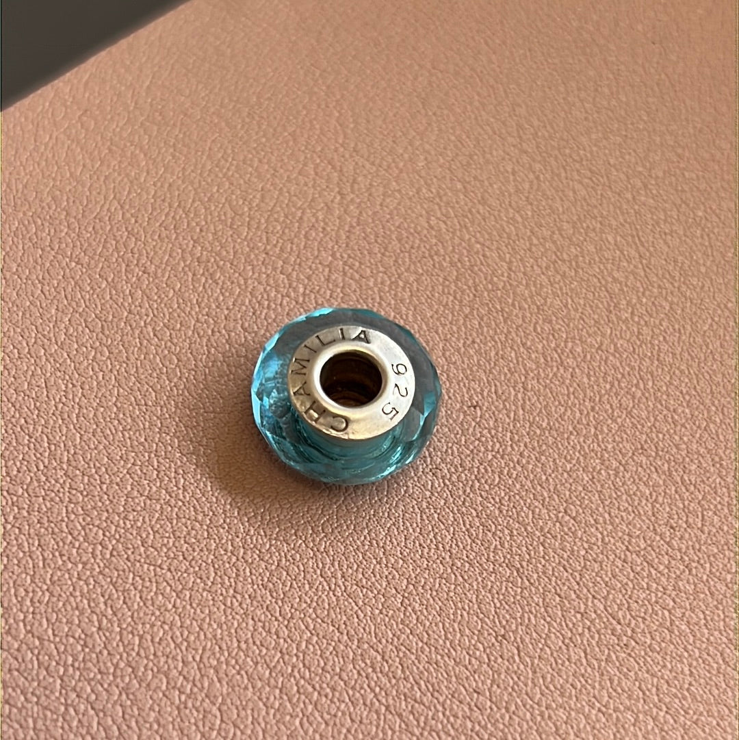Genuine Chamilia Blue Faceted Murano Charm