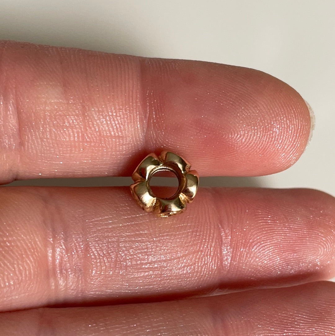 Genuine Pandora Solid 14ct Gold Large Rose Spacer Charm HTF