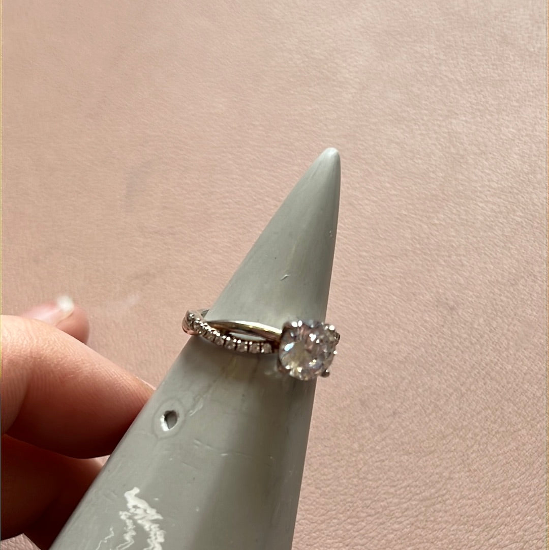 Sterling Silver CZ Cross Over Pave Ring Size 52