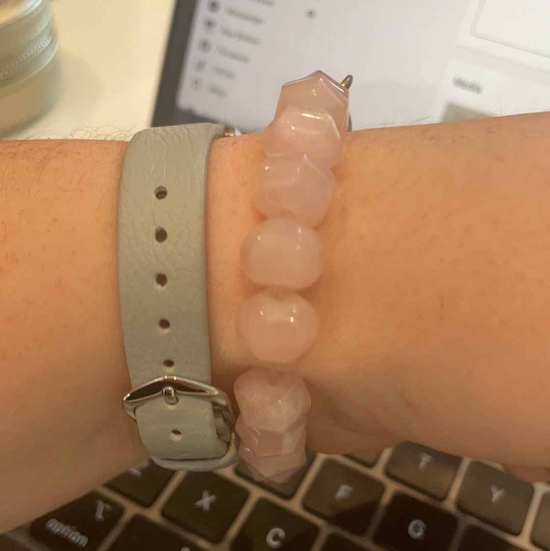 Genuine Thomas Sabo Sterling Silver  Charm Clasp Rose Quartz Bracelet Large