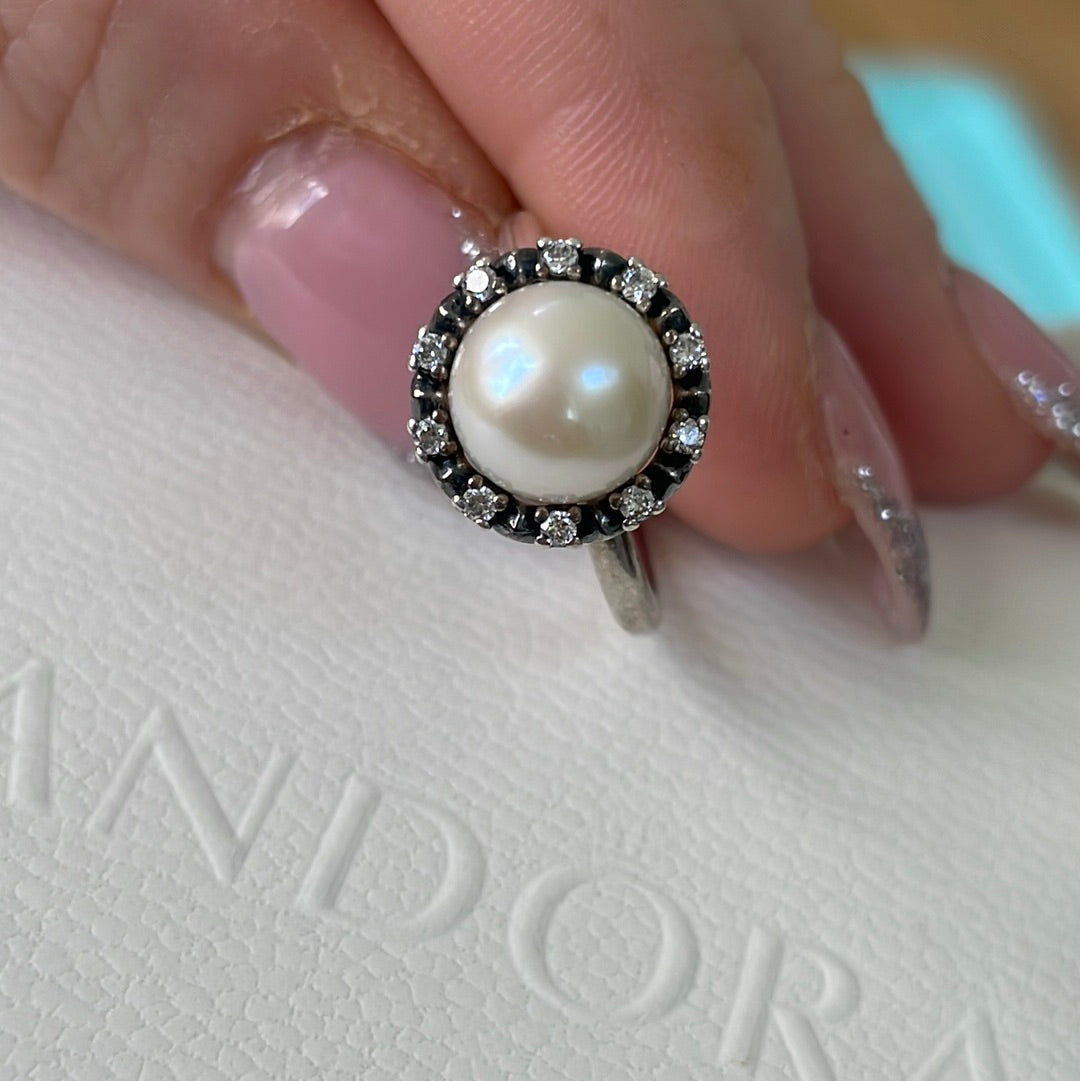 Genuine Pandora Everlasting Grace Pearl Ring Size 54 RARE HTF