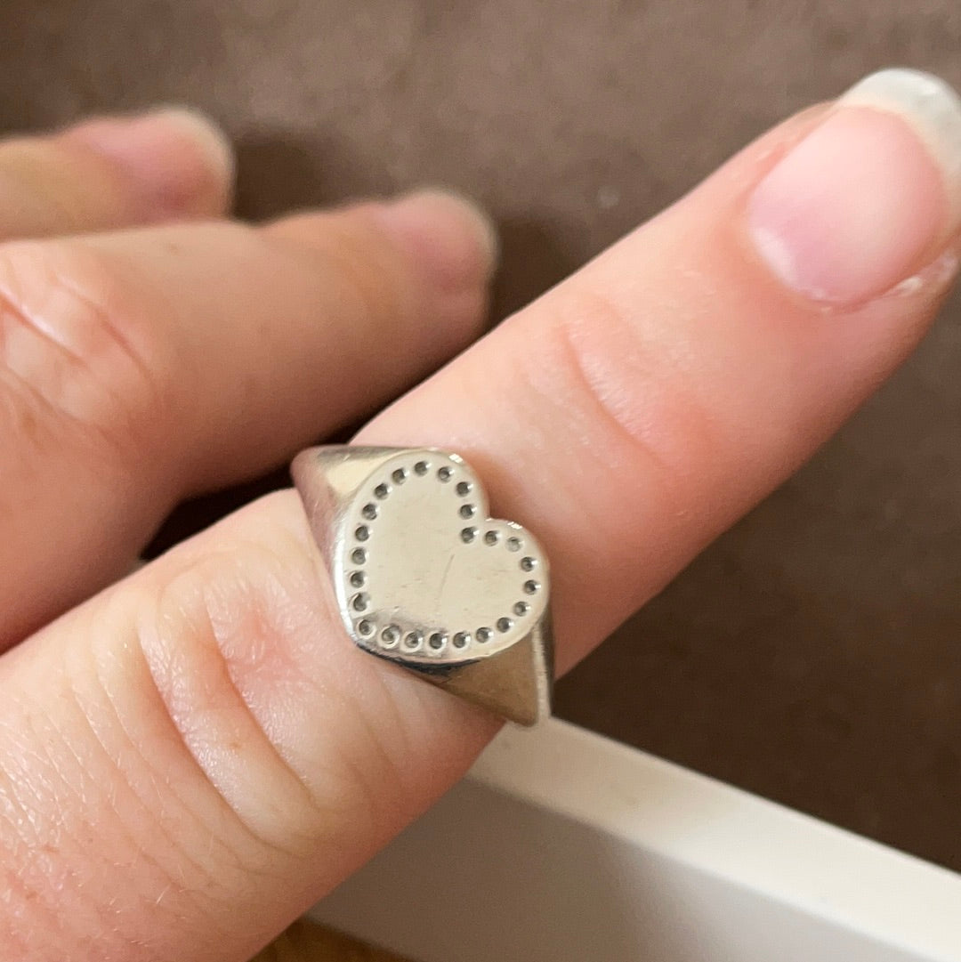 Genuine Pandora Heart Signet Ring Size 56