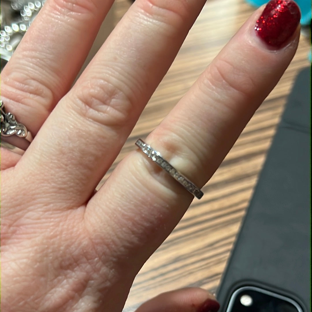 Sterling Silver CZ Line Ring Size 60