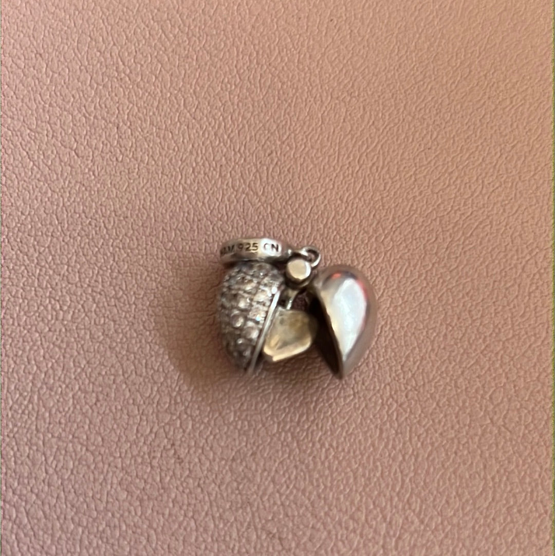 Genuine Chamilia Pave Clear I Love You Heart Openable Dangle Charm