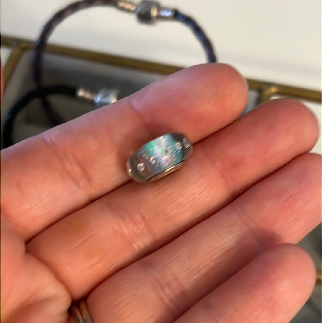 Genuine Chamilia Blue Foil Iridescent CZ Murano Charm