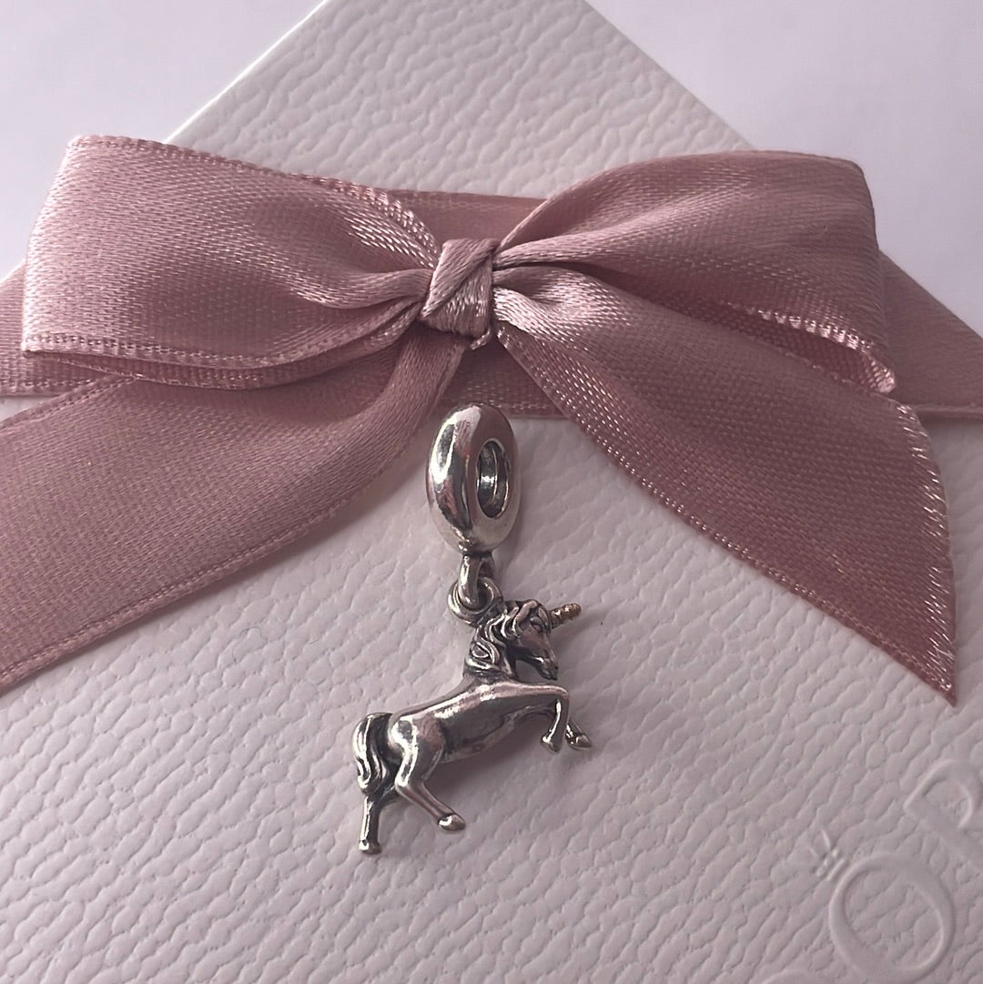 Genuine Pandora Two Tone Unicorn Horse Gold Horn Charm