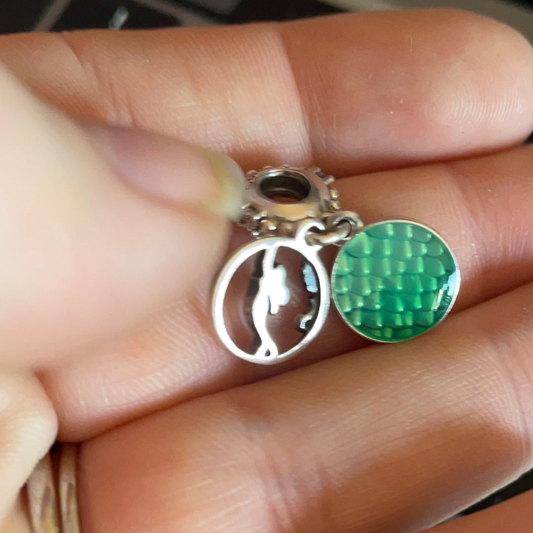 Genuine Pandora Little Mermaid Green Enamel 'Part of your world' Dangle Charm