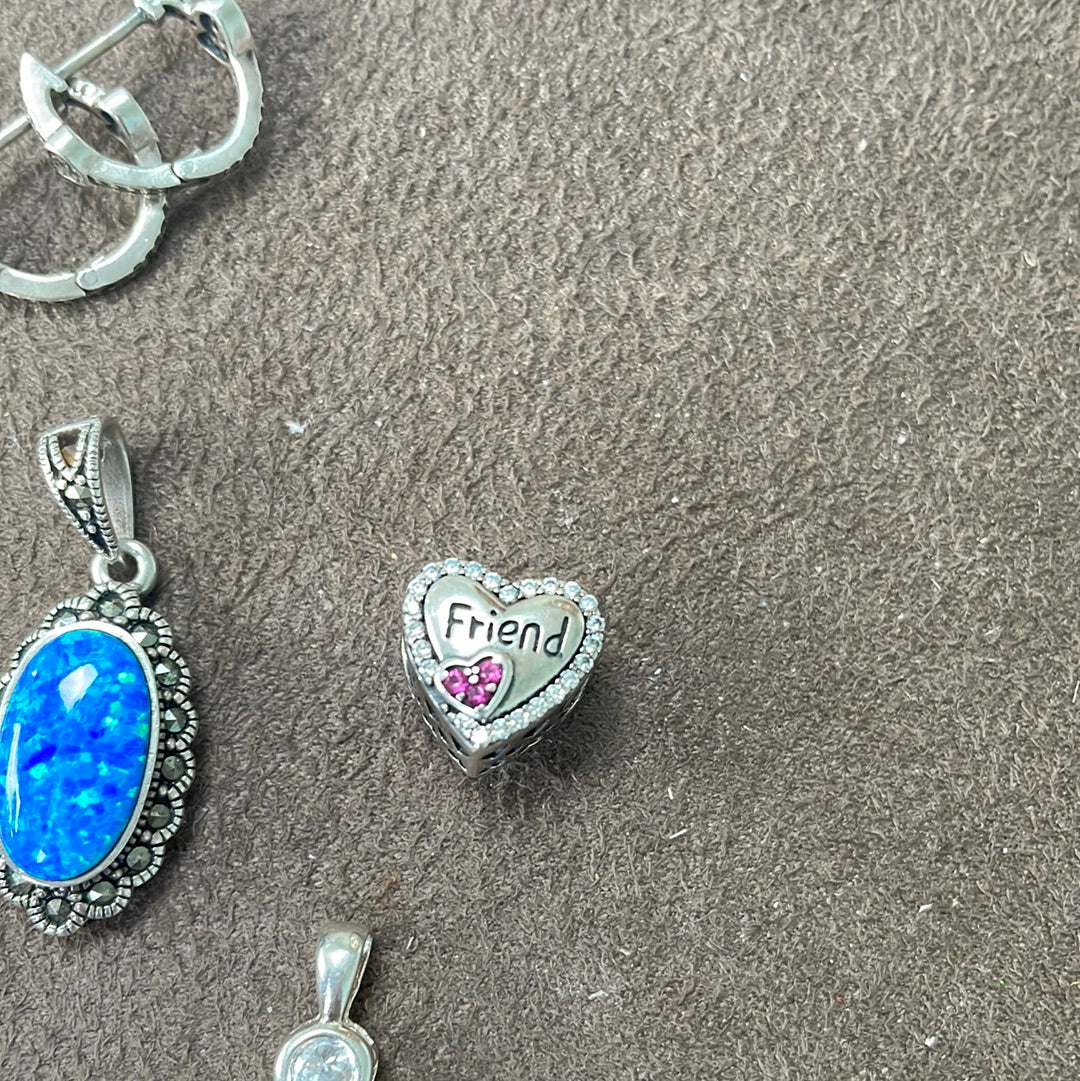 Genuine Chamilia Sparkle Pave Friend Heart Charm