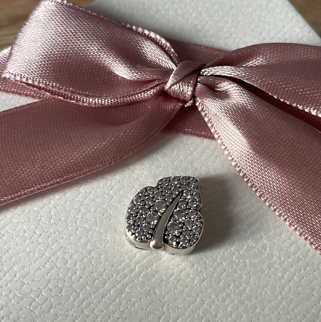 Genuine Pandora Sparkle CZ Leaf Reflexions Charm Clip