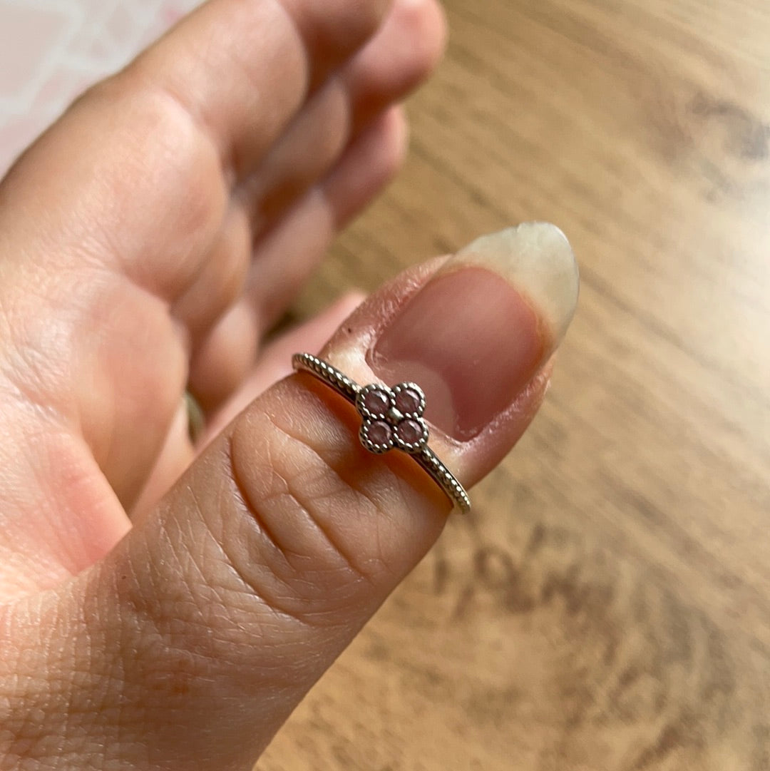 Genuine Pandora Ring Small Flower Clover 4 Petal Ring