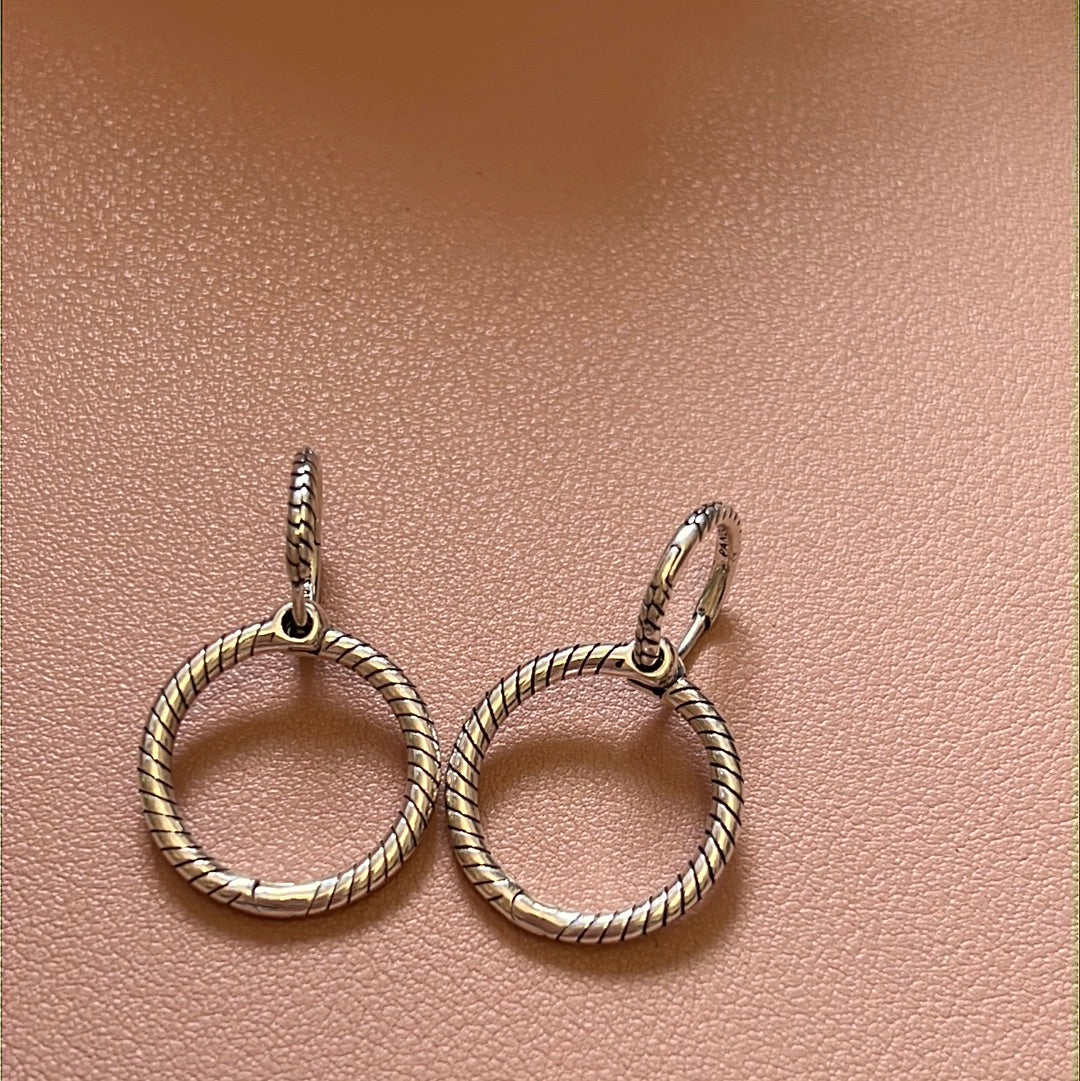 Genuine Pandora Dangle Large Snake Effect Hoop Earrings