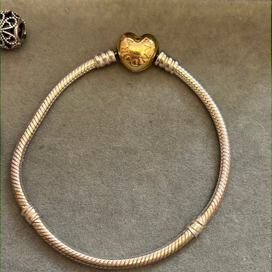 Genuine Pandora Shine Gold Heart Clasp Bracelet Various Sizes