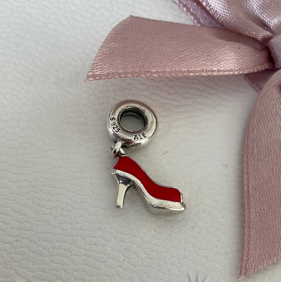 Genuine Pandora Red Enamel High Heeled Shoe Dangle