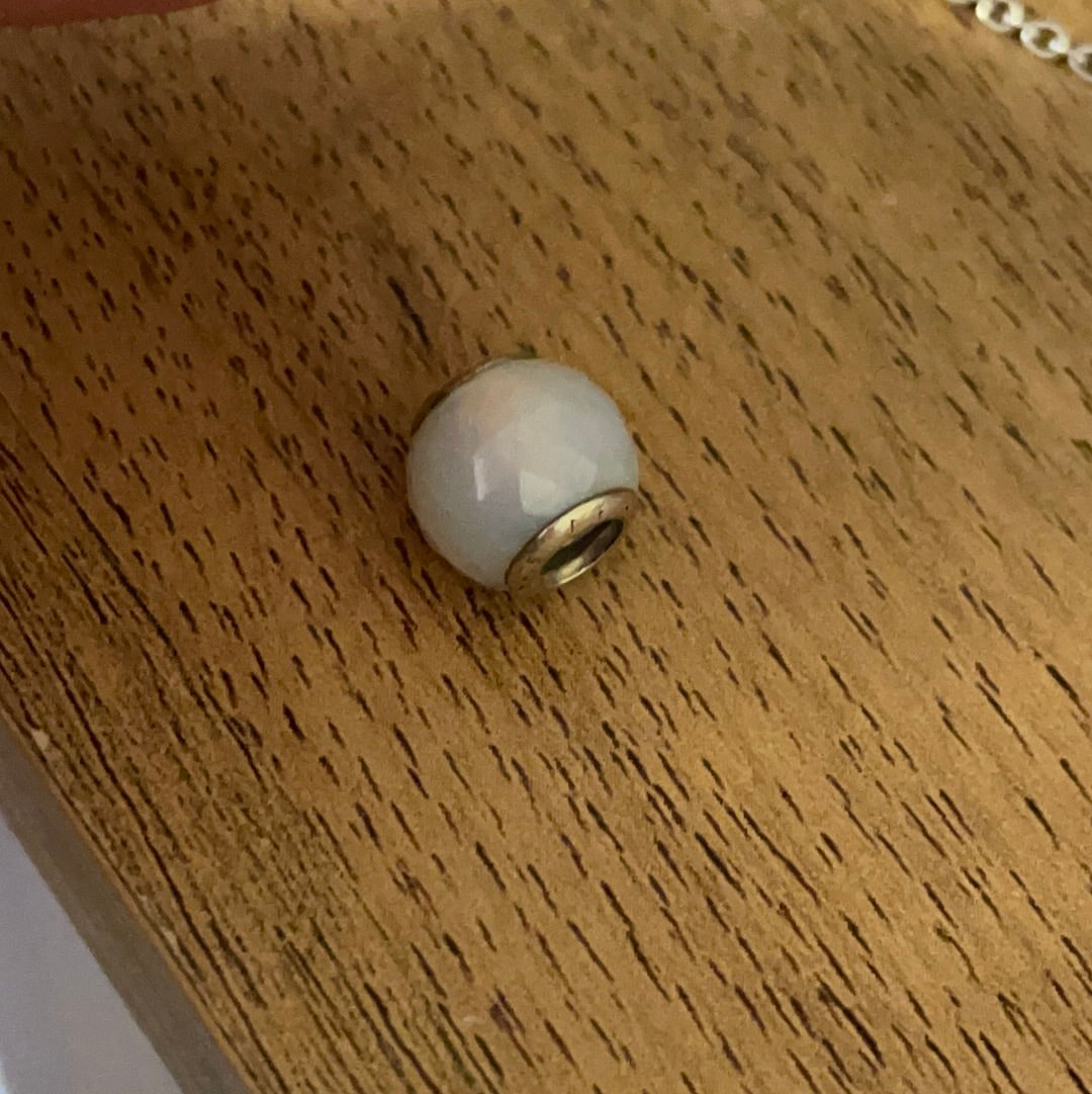 Genuine Pandora Small Faceted Murano In White Opal