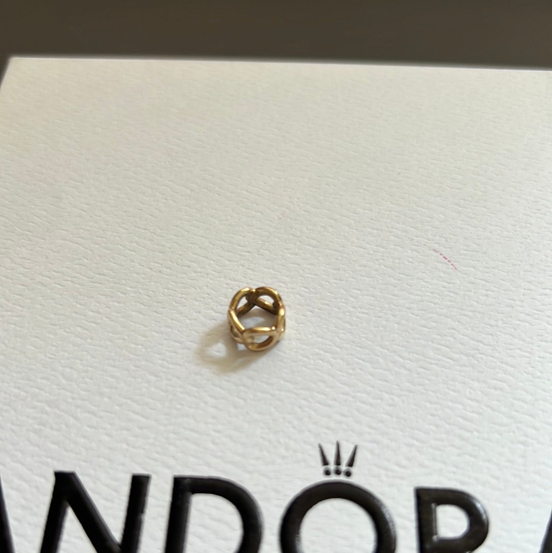 Genuine Pandora Solid 14ct Gold Openwork Heart Spacer Charm HTF