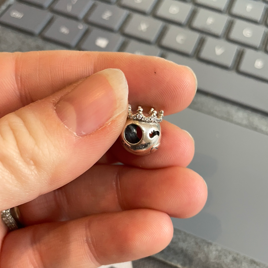 Genuine Pandora Princess Face Emoji Charm with Pave Crown