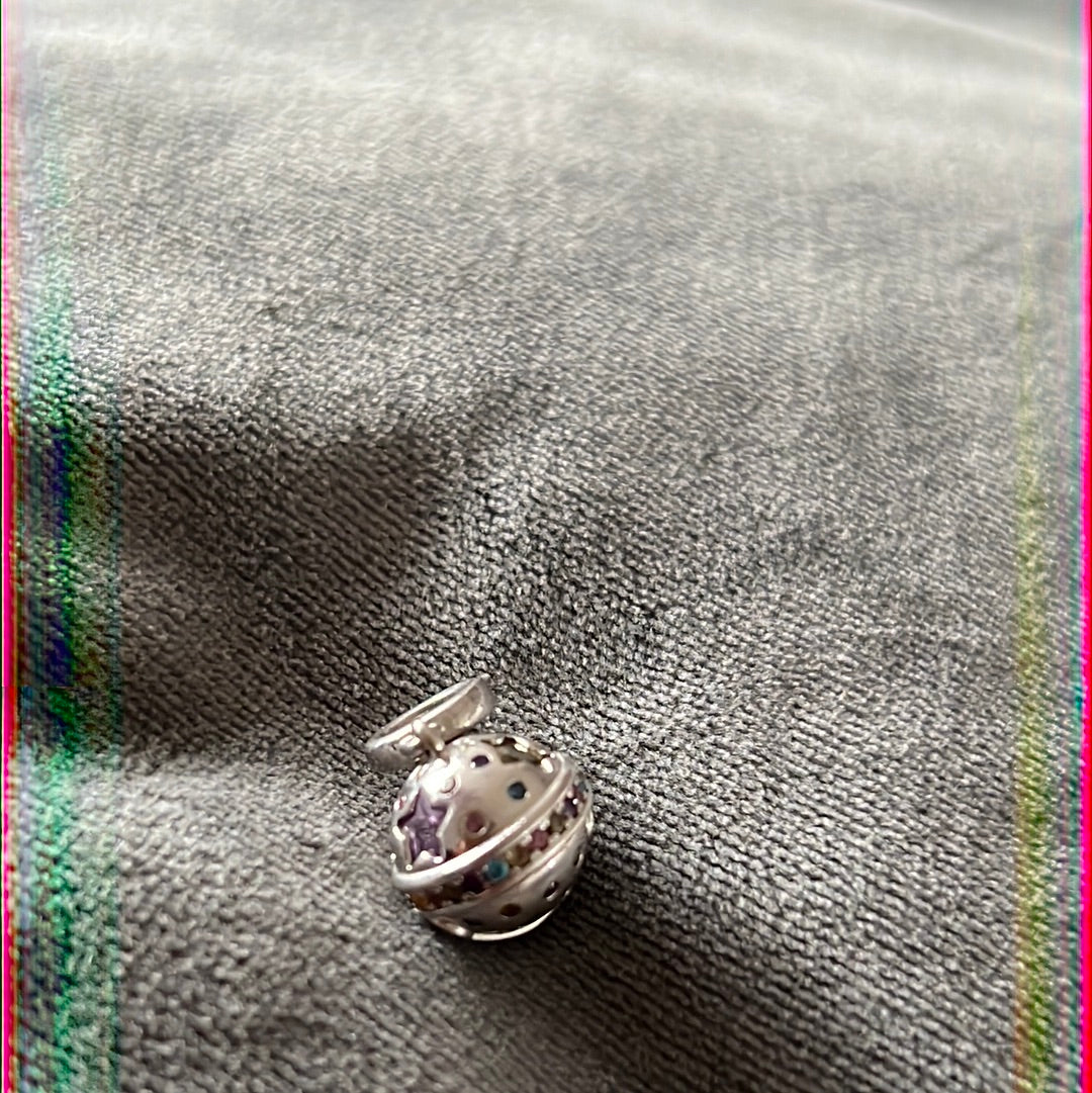 Sterling Silver Nina Bell With Sparkle CZ Colourful Charm