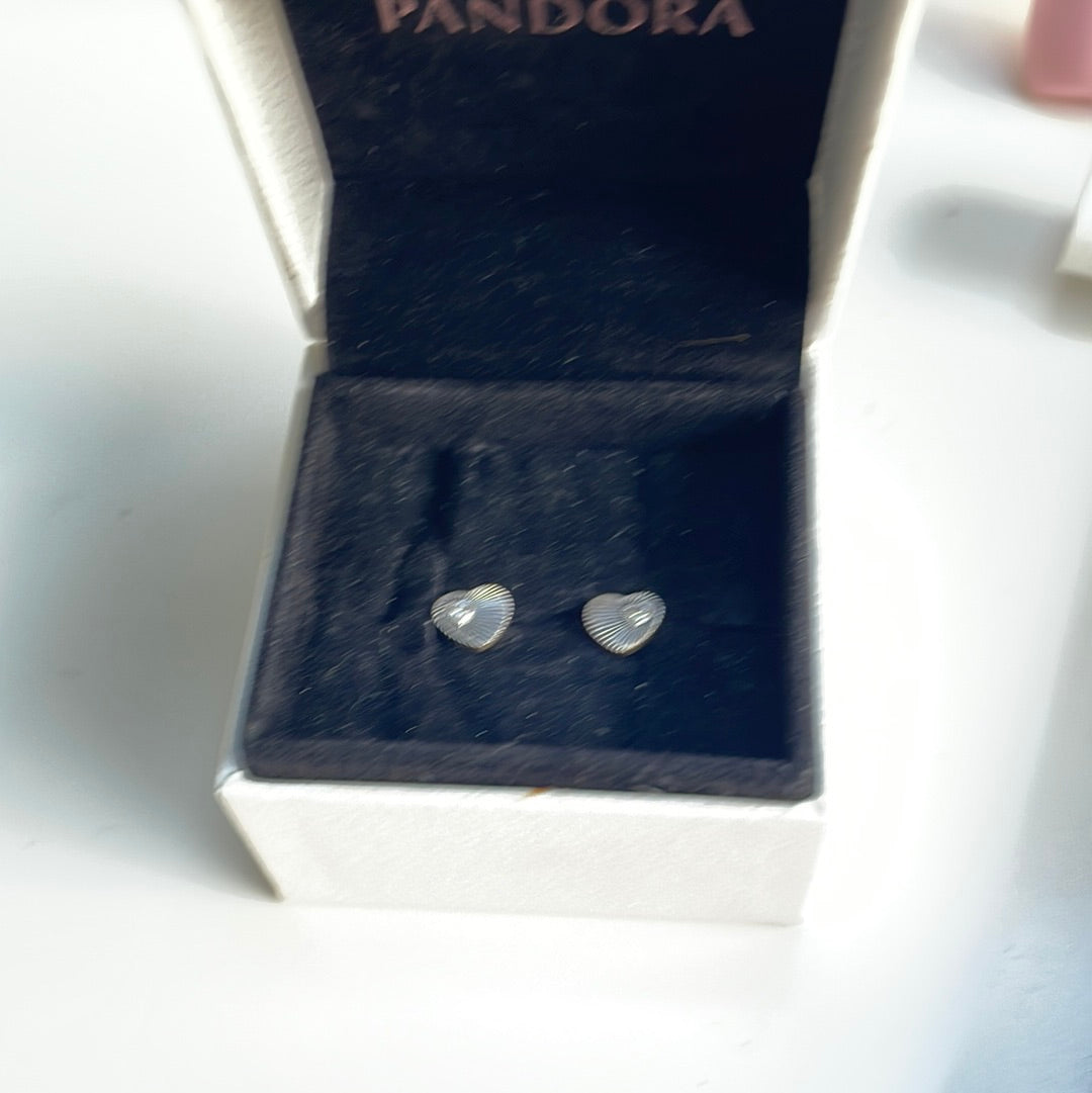 Genuine Pandora Fan of Love Pave Heart Earrings