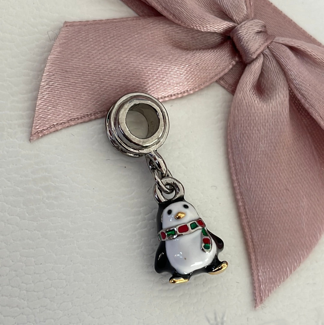 Christmas Penguin Enamel With Dangle Charm