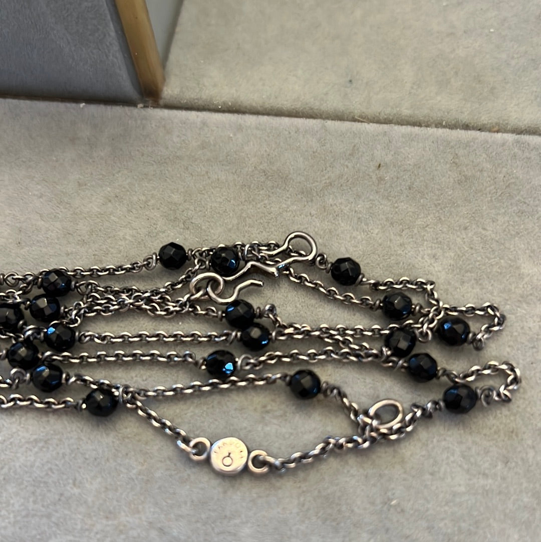Genuine Pandora RARE and Beautiful Onyx Stones Toggle Necklace