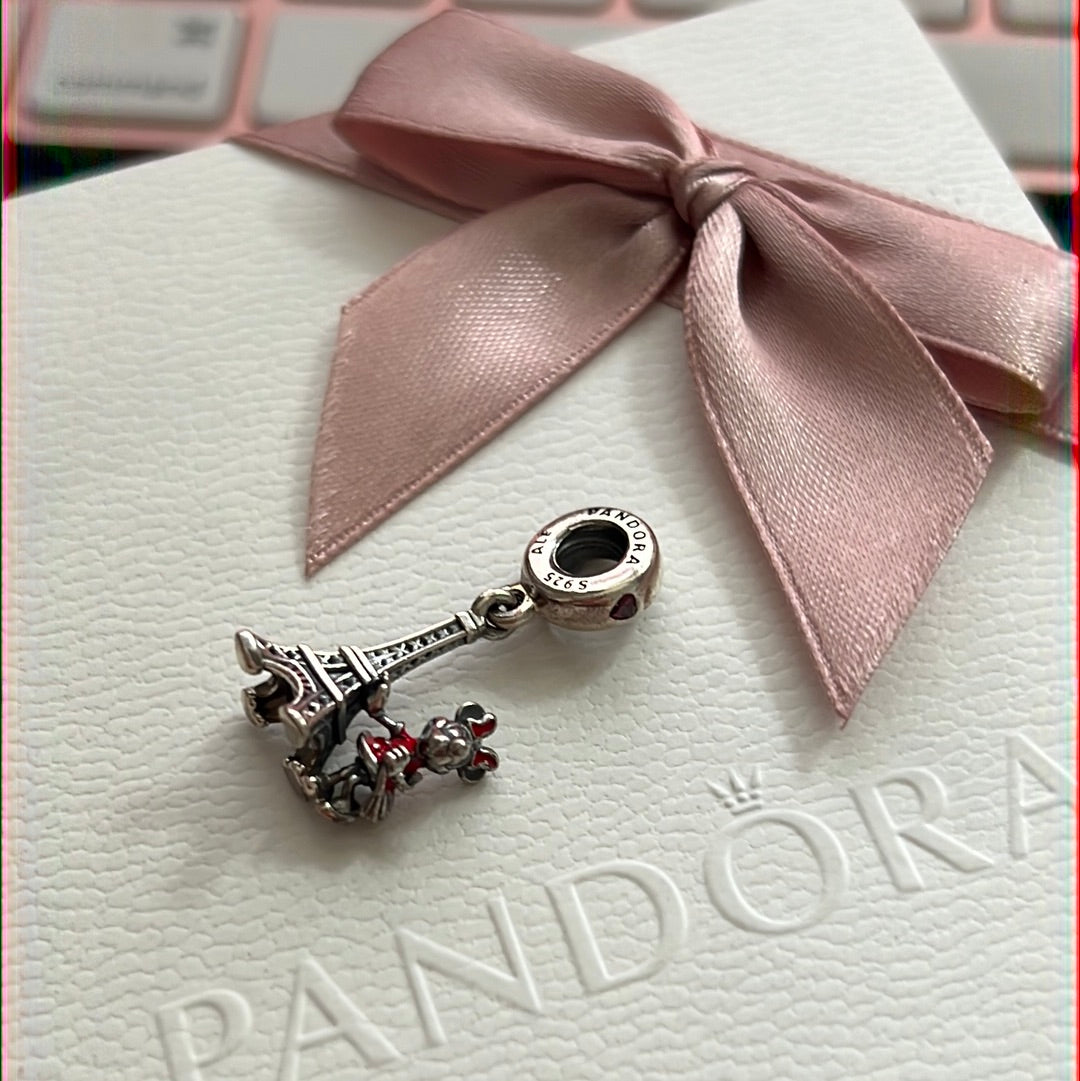 Genuine Pandora Disney Minnie Mouse Eifel Tower Paris France Travel Charm