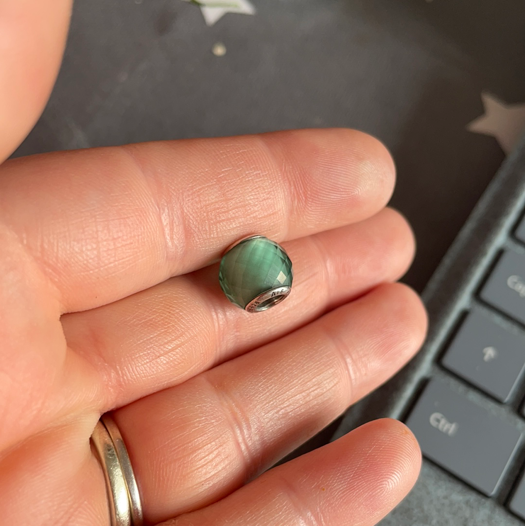 Genuine Pandora Petite Facet Murano In Mint Green