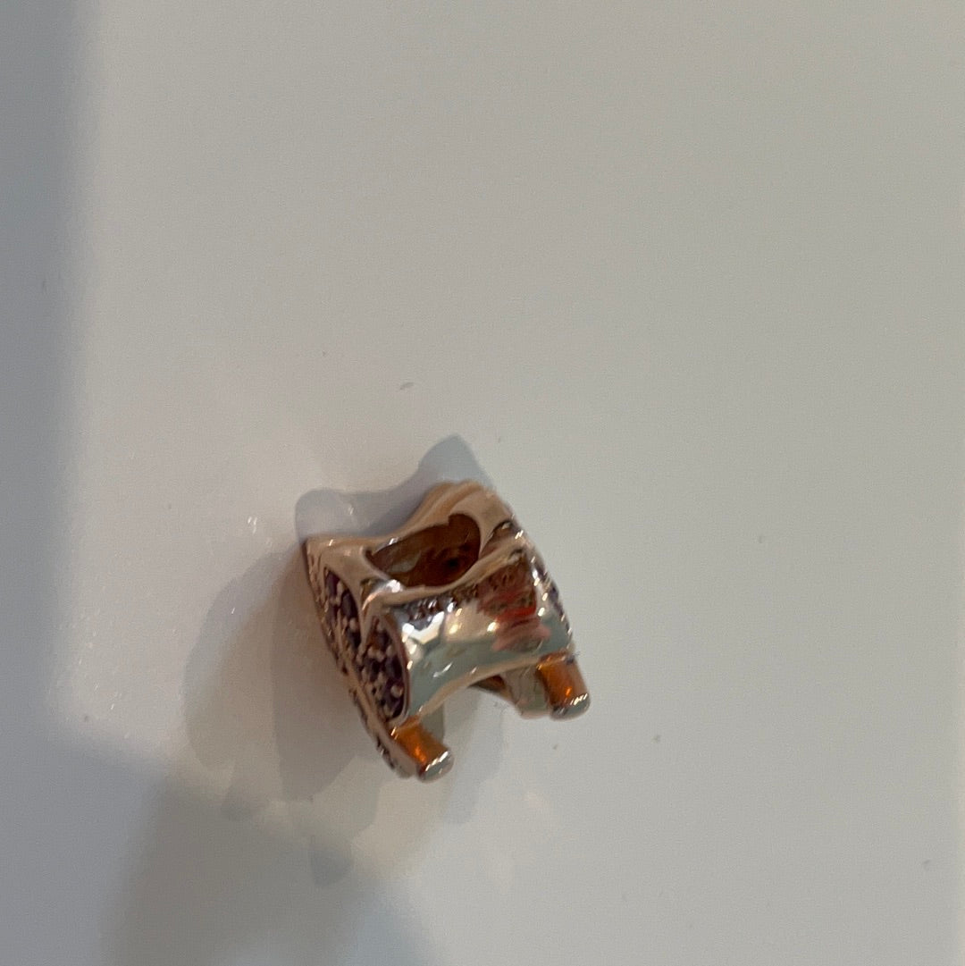 Genuine Pandora Brand New Pave Rose Gold Leaf Charm