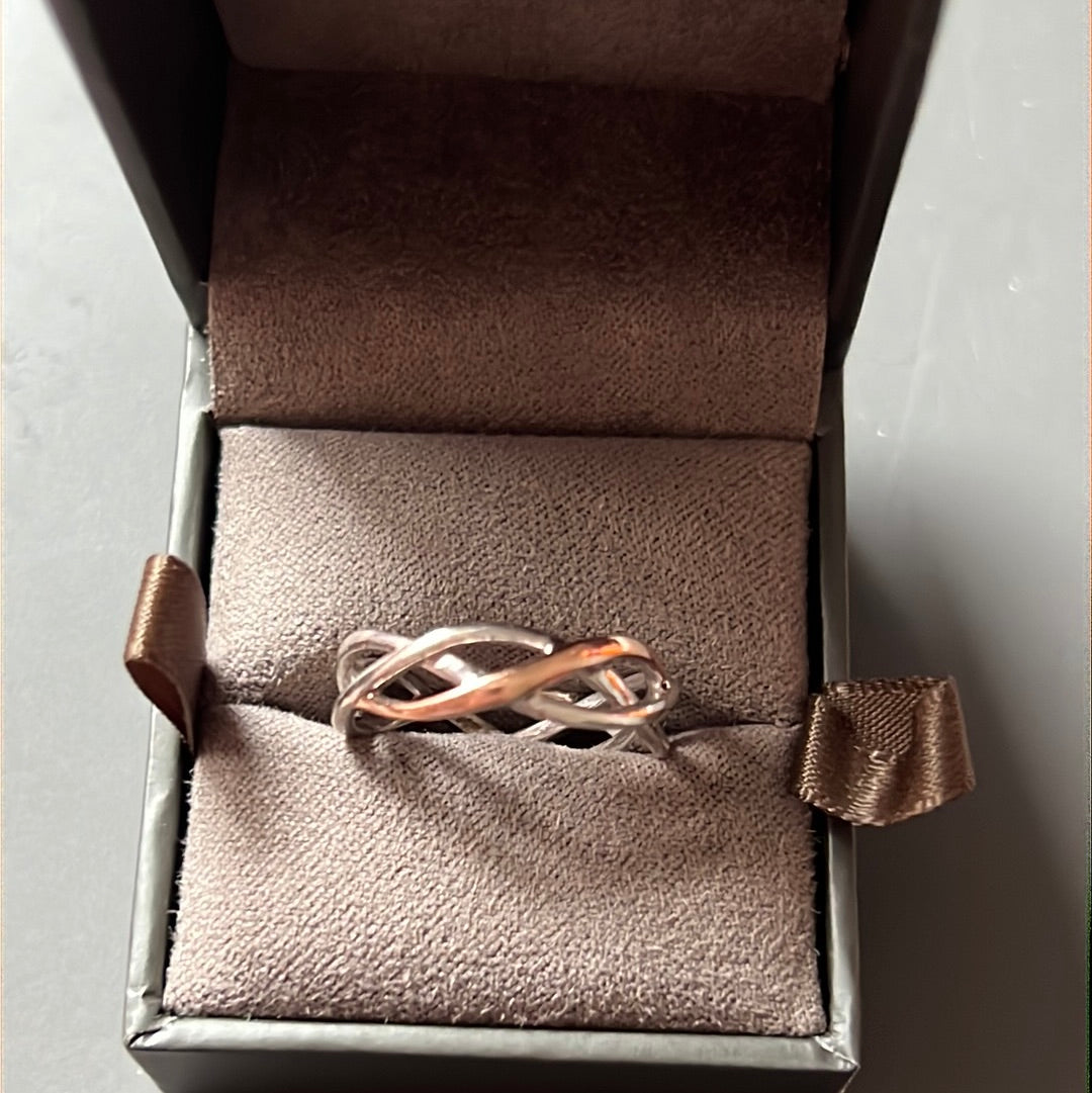 Genuine Glogau Sterling Silver Eternal Love Weave Ring Size 54