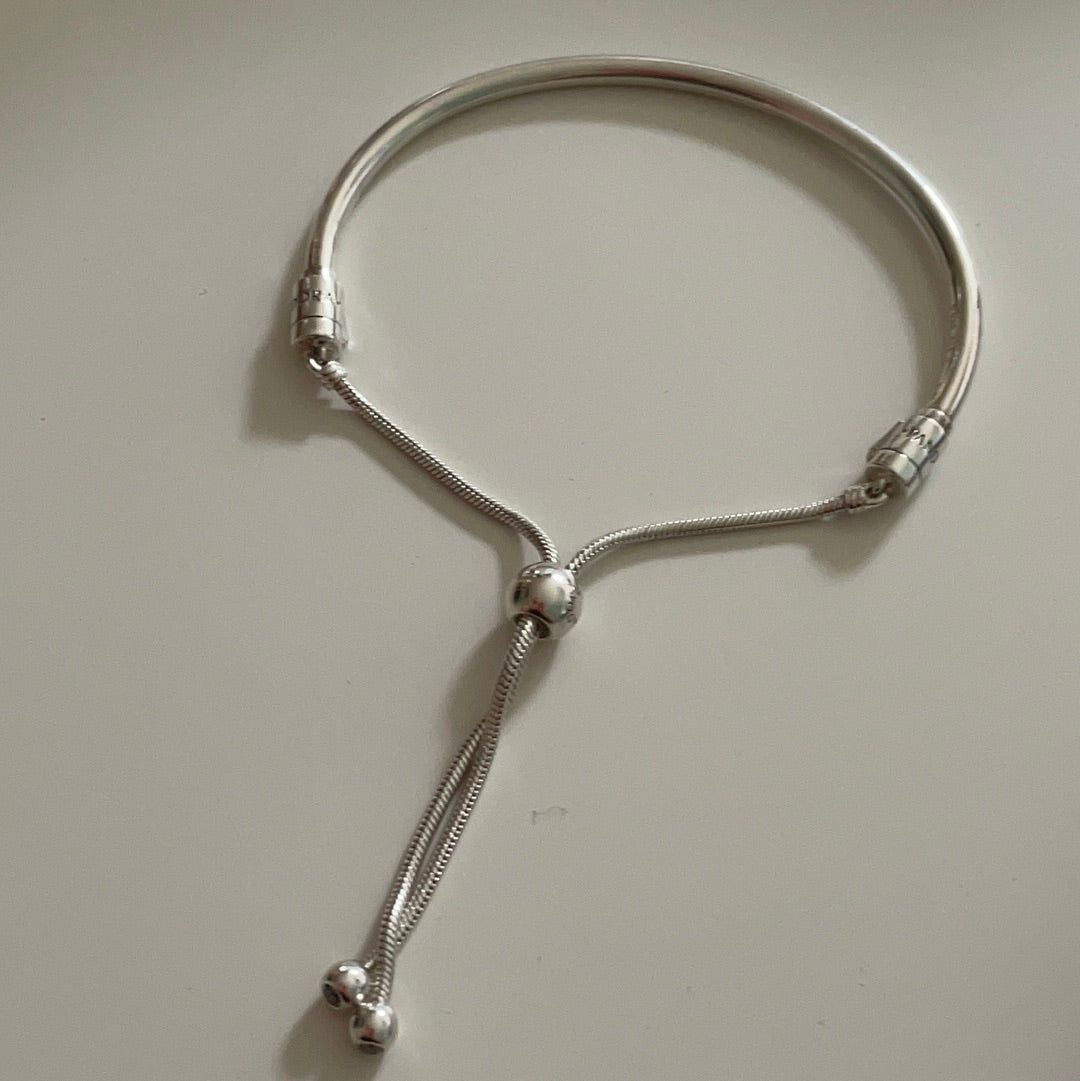 Genuine Pandora Solid Bangle Slider Bracelet Adjustable