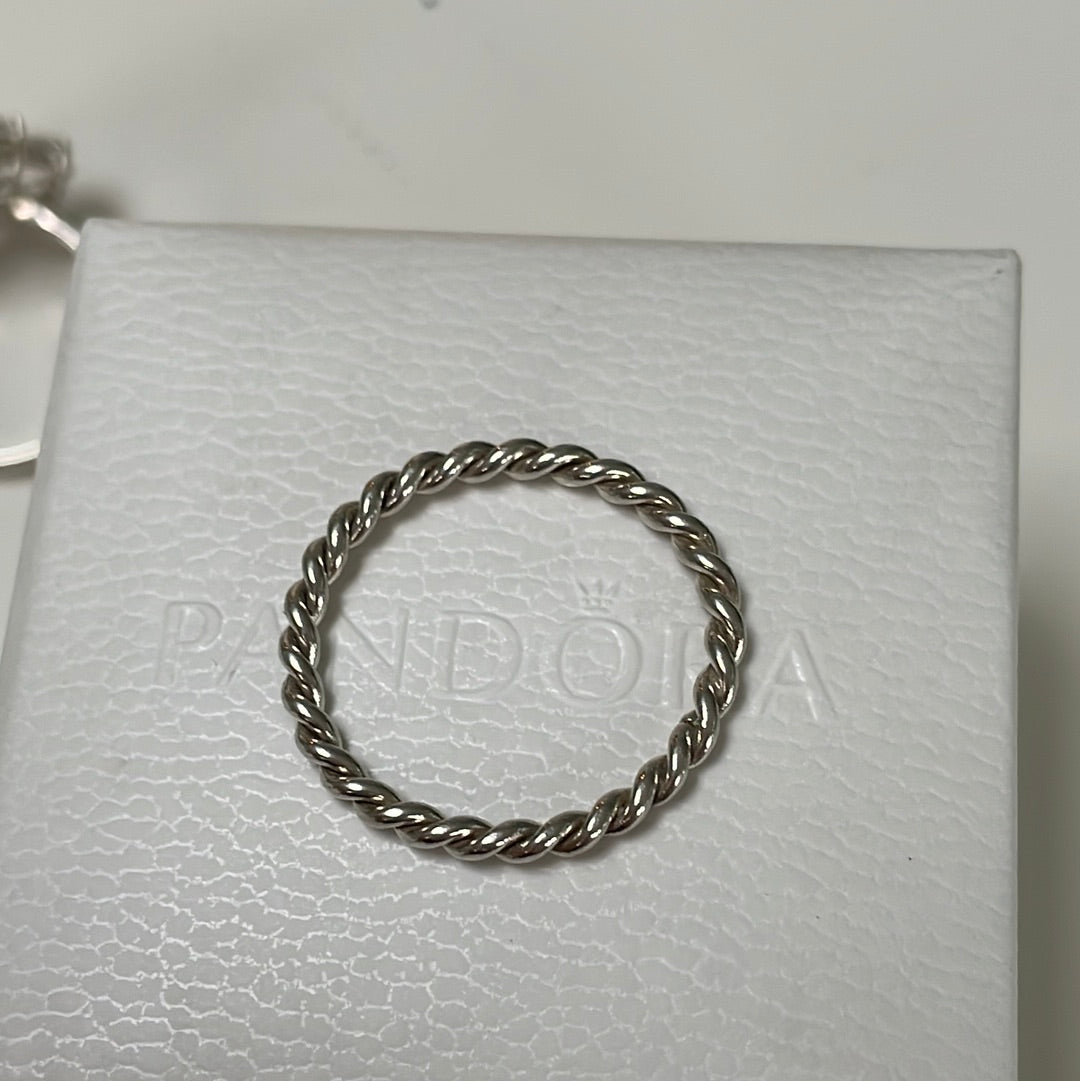 Sterling Silver Twist Ring Size 54