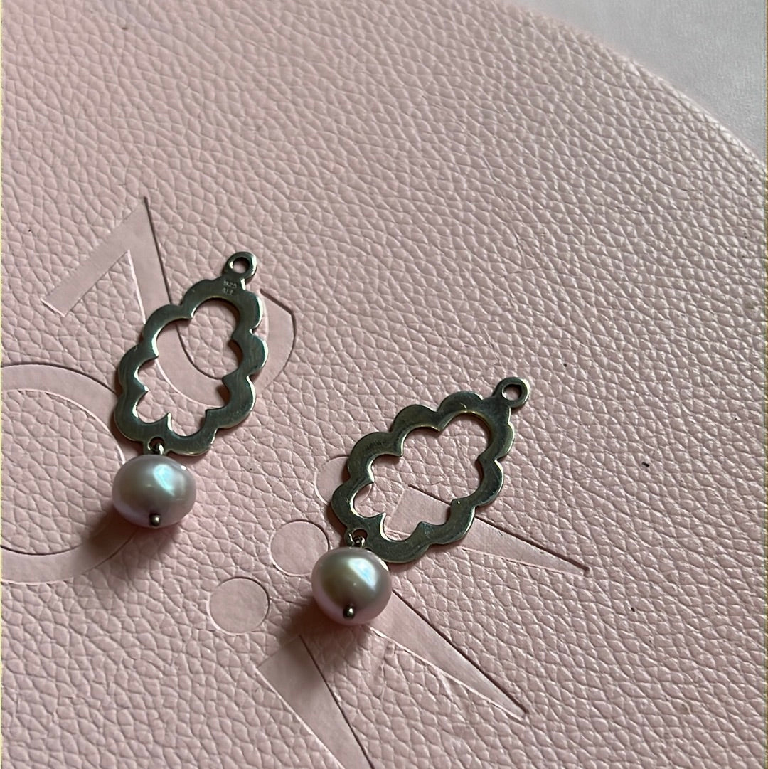 Genuine Pandora Scalloped Silver Dangle Earring Charms (Compose)