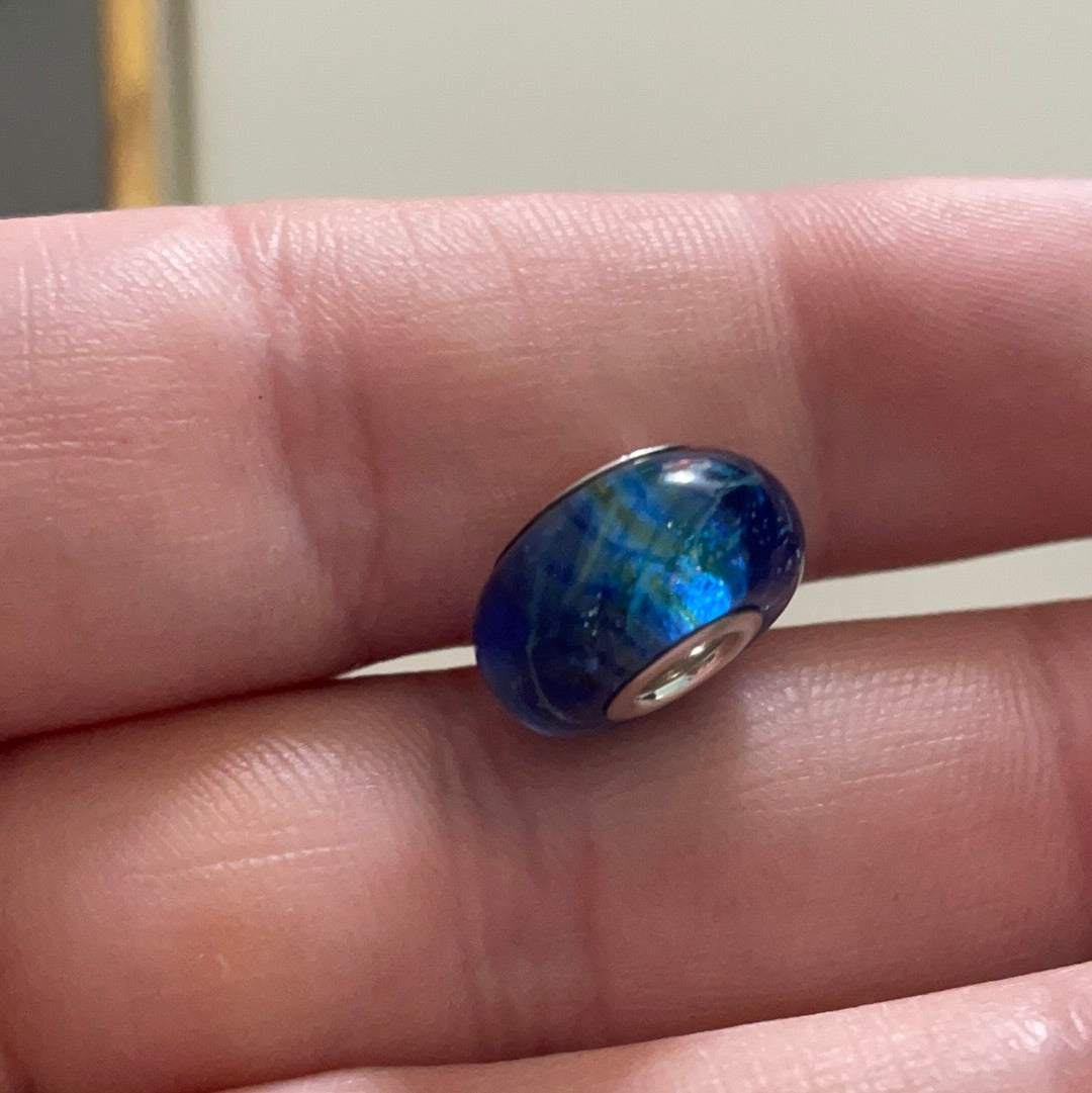 Genuine Chamilia Murano Blue Line Iridescent Charm