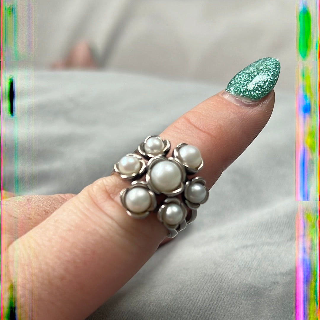 Genuine Pandora Wishful Thinking Pearl Retired Rare Ring Size 52