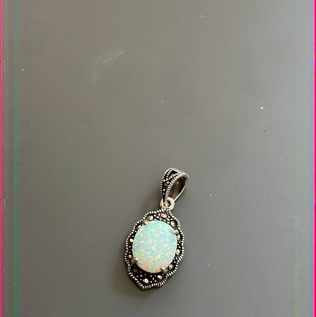 Sterling Silver Beautiful White Opal Pendant
