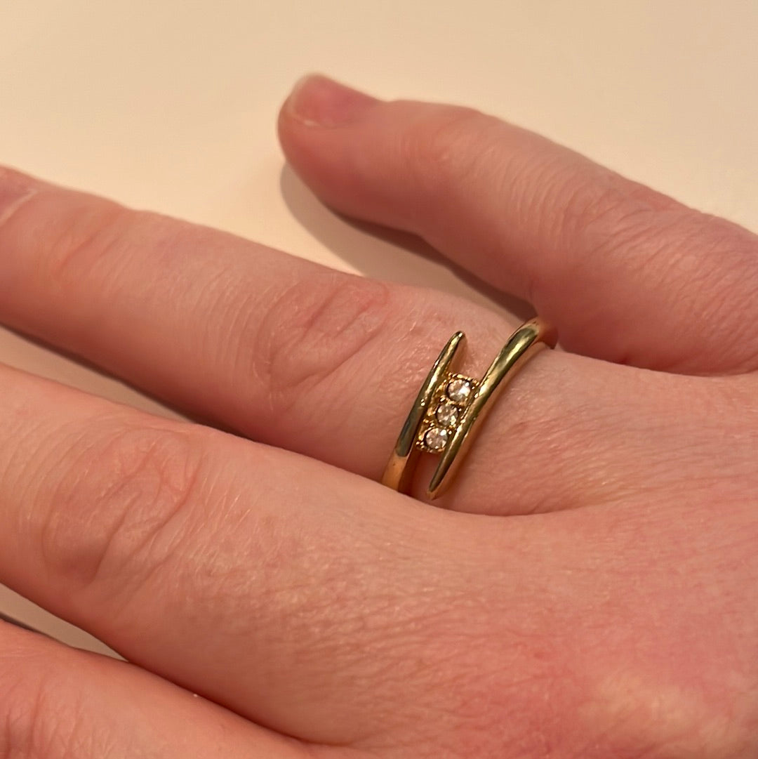 Unbranded Sterling Silver Gold Plated Clear CZ Stone Ring Size 56