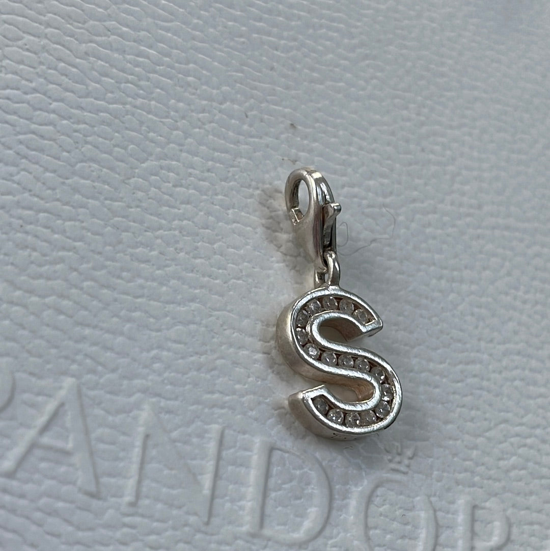 Thomas Sabo Sterling Silver Letter Pave S Initial Clip Charm
