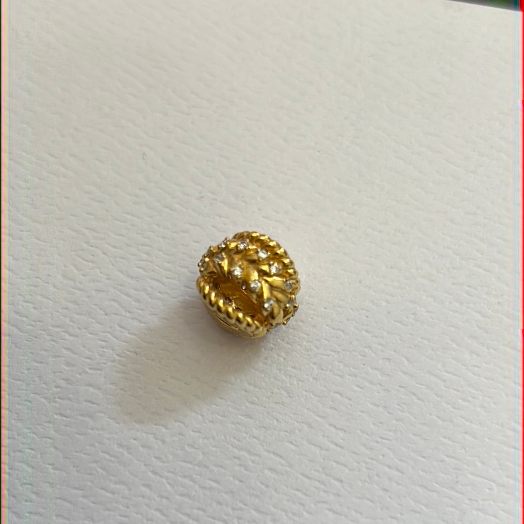 Genuine Pandora Shine Wheat Sheaf Pave Grain Charm Gold