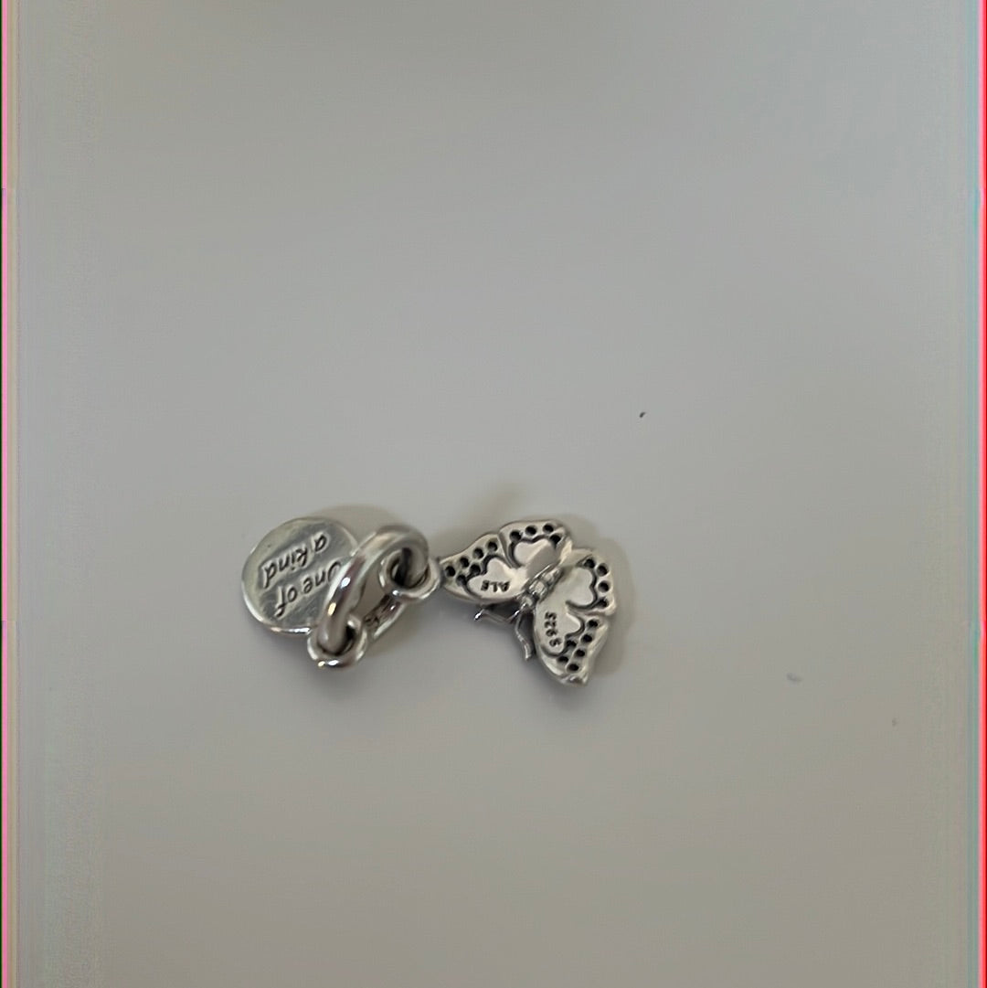 Genuine Pandora Blue Pave Butterfly Enamel Dangle Charm