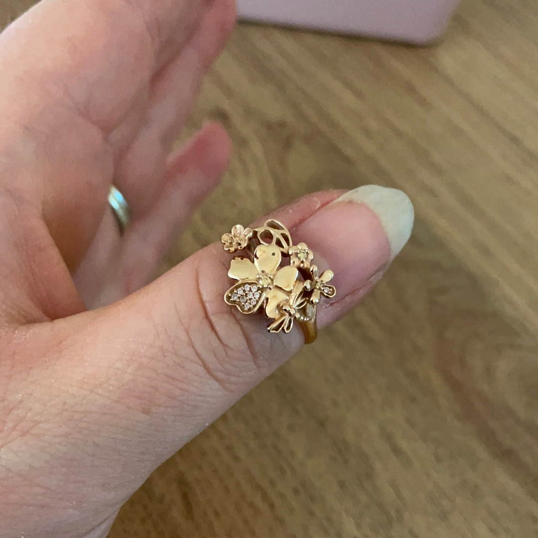 Genuine Pandora Rose Gold Meadow Flowers With Dragonfly Size 56