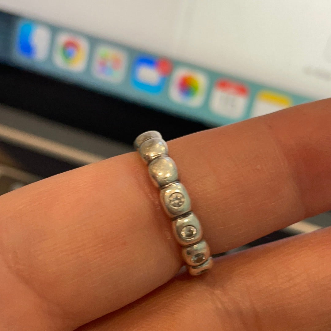 Genuine Pandora Clear CZ Stone Half and Half Ring Size