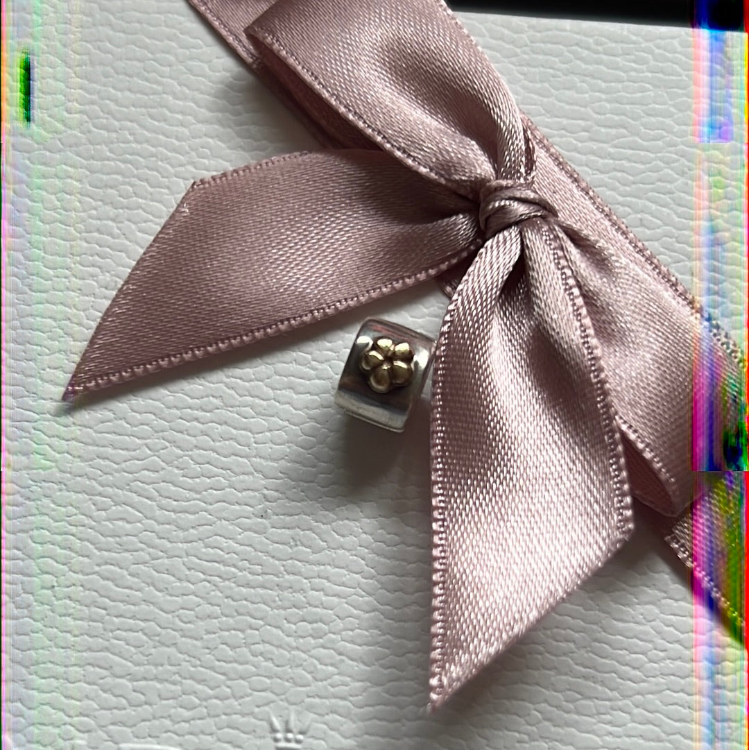 Genuine Pandora Two Tone Rare Flower Gold Clips Pair