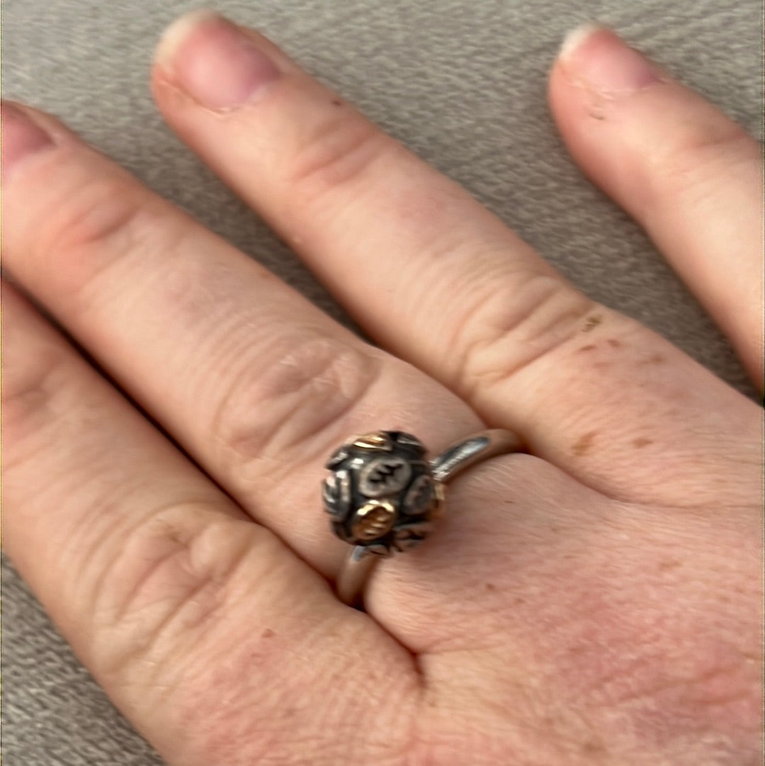 Genuine Pandora Two Tone Super Rare Gold Leaf Ring Heavy 58