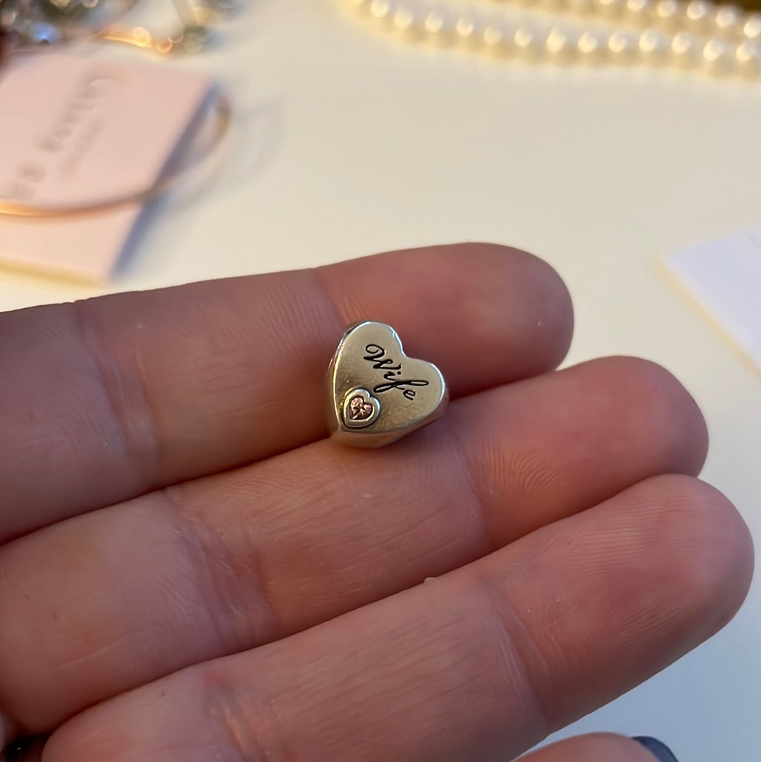 Genuine Pandora Heart With Stone Wife Charm