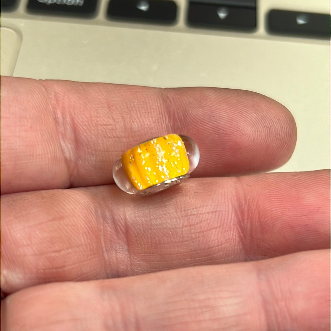 Genuine Chamilia Murano Glass Charm Yellow and Gold Glitter