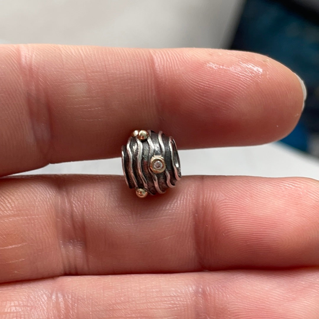 Genuine Pandora Two Tone Diamond Ripple Twinkle HTF  Charm