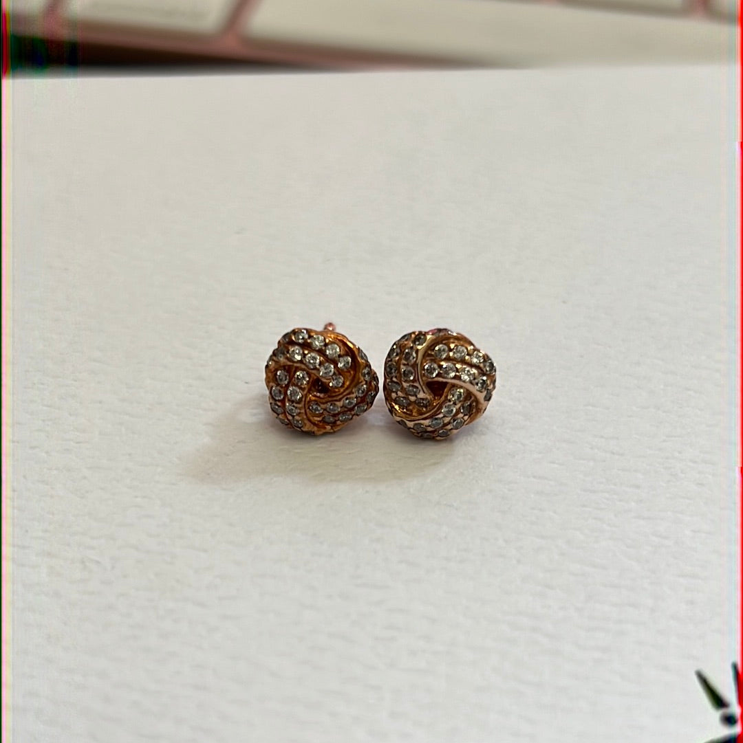 Genuine Pandora Rose Gold Pave Knot Earrings
