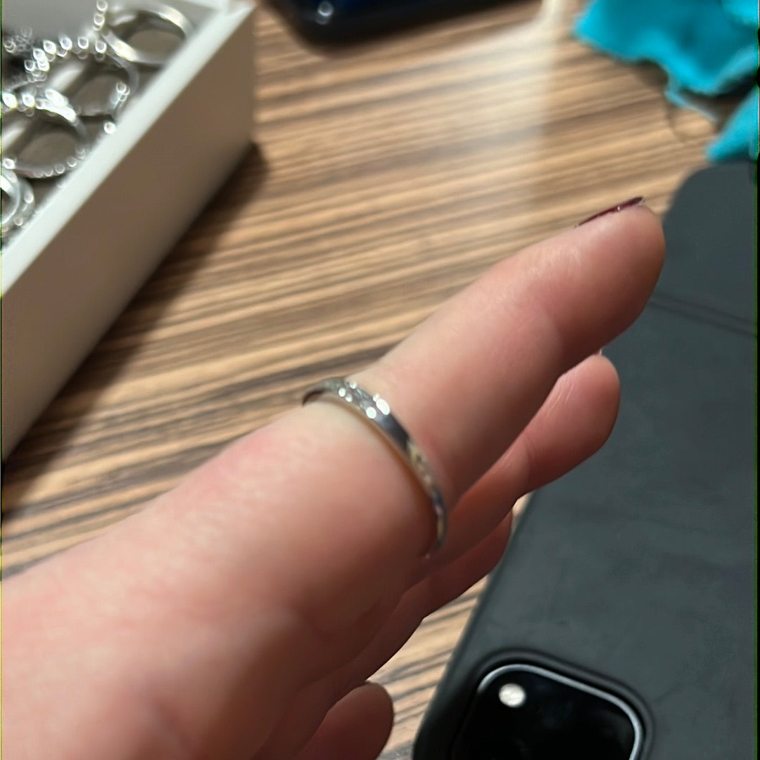 Sterling Silver CZ Line Ring Size 60